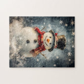 Puzzle Illustration de Snowman Snowflakes rustiques (Horizontal)