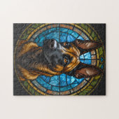 Puzzle Illustration de style Malinois belge en verre vern (Horizontal)