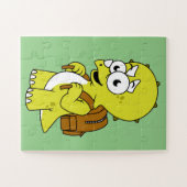 Puzzle Illustration De Tricératops Avec Sac À Dos. (Horizontal)