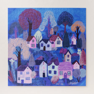 Puzzle Illustration de village de campagne magnifique aqu