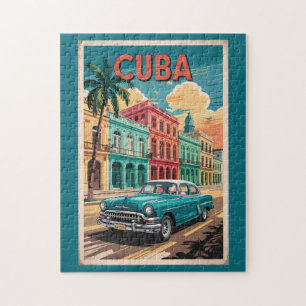 Puzzle Illustration de voiture classique de Cuba Art de v