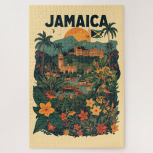 Puzzle Illustration de voyage à la Jamaïque de style vint