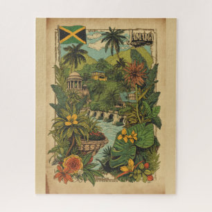 Puzzle Illustration de voyage à la Jamaïque de style vint