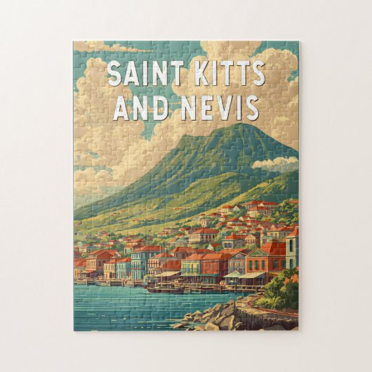 Puzzle Illustration de voyage à Saint-Kitset-Nevis Art (Vertical)