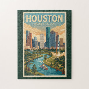 Puzzle Illustration de voyage d'art vintage de Houston Te