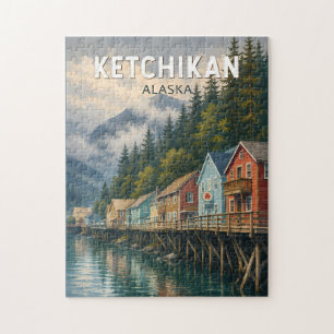 Puzzle Illustration de voyage d'art vintage de Ketchikan