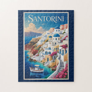 Puzzle Illustration de voyage d'art vintage de Santorin G