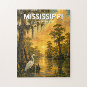 Puzzle Illustration de voyage d'art vintage du Mississipp