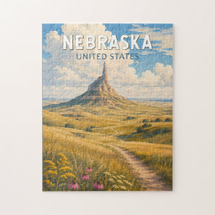 Puzzle Illustration de voyage d'art vintage du Nebraska
