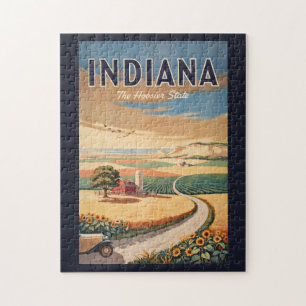 Puzzle Illustration de voyage de la campagne de l'Indiana