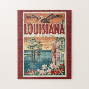 Puzzle Illustration de voyage de l'État du Pélican de Lou