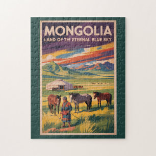 Puzzle Illustration de voyage de votre mongolienne rétro