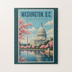 Puzzle Illustration de voyage des cerisiers en fleurs à W