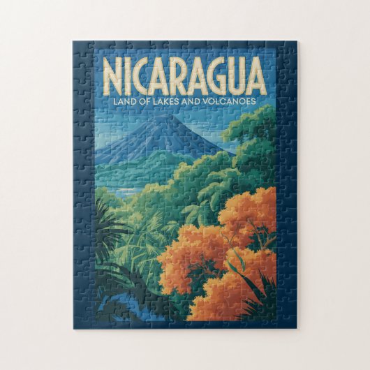 Puzzle Illustration de voyage du volcan du Nicaragua Art (Vertical)