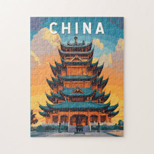Puzzle Illustration de voyage en Chine Art vintage