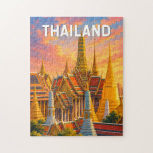 Puzzle Illustration de voyage en Thaïlande Art vintage