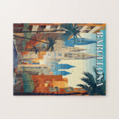 Puzzle Illustration de voyage rétro à Barcelone (Horizontal)