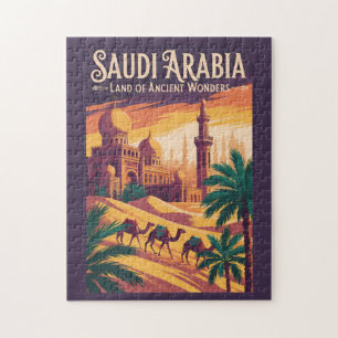 Puzzle Illustration de voyage rétro sur le désert d'Arabi