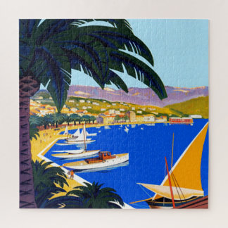 Puzzle Illustration de voyage vintage Côte d'Azur