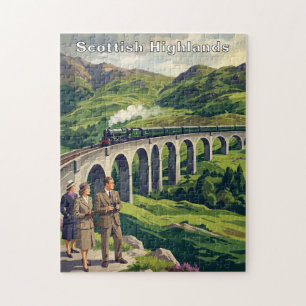 Puzzle Illustration de voyage vintage des Highlands écoss