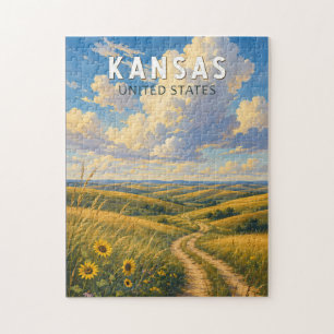 Puzzle Illustration de voyage vintage du Kansas
