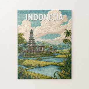 Puzzle Illustration de voyage vintage en Indonésie