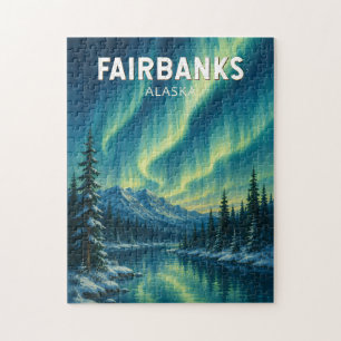 Puzzle Illustration de voyage vintage Fairbanks Alaska