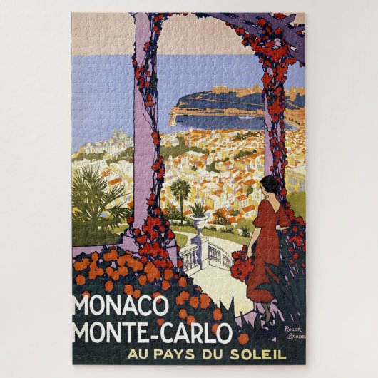 Puzzle Illustration de voyage Vintage Monte Carlo Monaco (Vertical)