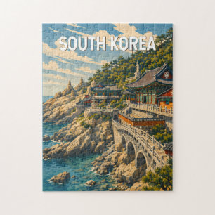 Puzzle Illustration de voyage vintage sur la Corée du Sud