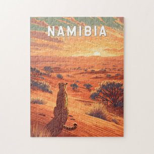 Puzzle Illustration de voyage vintage sur la Namibie