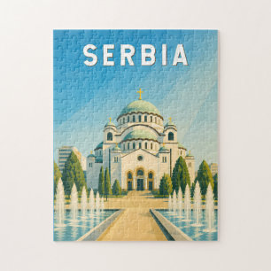 Puzzle Illustration de voyage vintage sur la Serbie