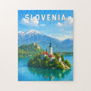 Puzzle Illustration de voyage vintage sur la Slovénie