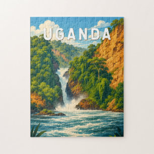 Puzzle Illustration de voyage vintage sur l'Ouganda