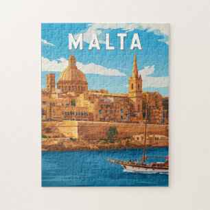 Puzzle Illustration de voyage vintage sur Malte Art