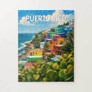 Puzzle Illustration de voyage vintage sur Porto Rico