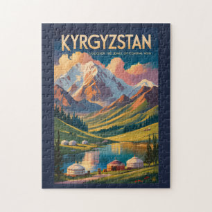 Puzzle Illustration de Yourte Kirghizistan Art de voyage 