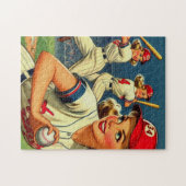 Puzzle Illustration des filles de baseball vintage (Horizontal)
