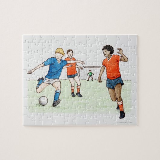 Puzzle Illustration des footballeurs jouant (Horizontal)