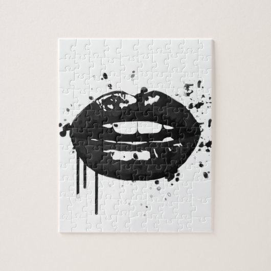 Puzzle Illustration des lèvres glamor de mode noir et bla (Vertical)