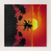 Puzzle Illustration des palmiers du coucher de soleil de  (Horizontal)
