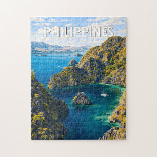 Puzzle Illustration des Philippines Voyage Art Vintage
