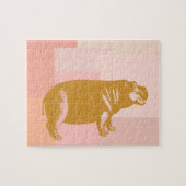 Puzzle Illustration d'hippo mignonne en rose et or (Horizontal)