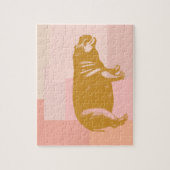Puzzle Illustration d'hippo mignonne en rose et or (Vertical)