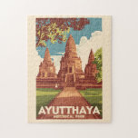 Puzzle Illustration du parc historique d'Ayutthaya Art de<br><div class="desc">Conception de déplacement vectoriel rétro Ayutthaya. Les ruines de la vieille ville forment aujourd'hui le Parc Historique d'Ayutthaya,  un site archéologique qui abrite des palais,  des temples bouddhistes,  des monastères et des statues.</div>