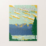Puzzle Illustration du Parc national des Rocheuses<br><div class="desc">Création d'oeuvres vectorielles Rocky Mountain. Le parc est connu pour le chemin Trail Ridge et le chemin Old Fall River, des routes qui traversent des arbres de peuplier faux-tremble et des rivières.</div>