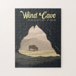 Puzzle Illustration du parc national Wind Cave Travel Art<br><div class="desc">Design d'illustration vectorielle de la grotte du vent. La grotte est reconnue comme le système de grottes le plus dense du monde.</div>