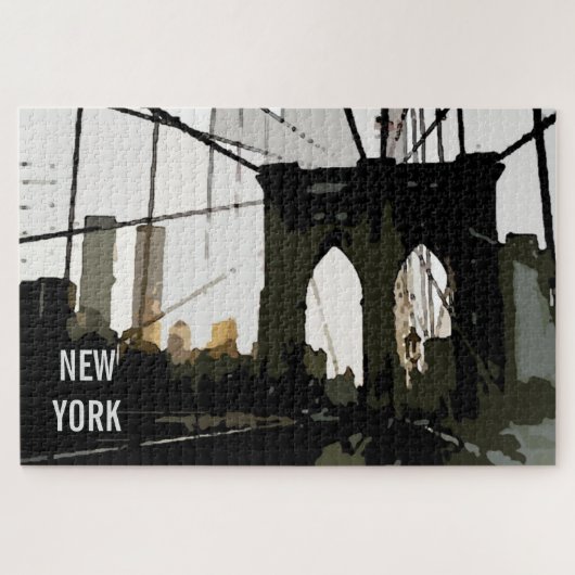 Puzzle Illustration du Pop Art Brooklyn Bridge New York C (Horizontal)