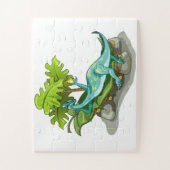 Puzzle Illustration D'Un Bain De Soleil Iguanodon. (Vertical)