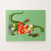 Puzzle Illustration D'Un Brontosaurus Jouant À Maracas. (Horizontal)