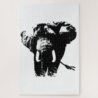 Puzzle Illustration d'un éléphant blanc noir